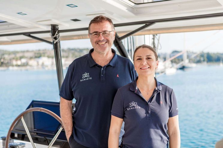 Crew member NAMASTE - Captain: Artemis Artemakis<br />The captain of NAMASTE is Artemios Artemakis, also known as Captain Artémis, a pleasant yet assertive character, with over 30 years of sailing experience as part of his pure love for sea activities. His high resp