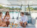 NAMASTE Fountaine Pajot Samana 59 - guests on the flybridge NAMASTE Fountaine Pajot Samana 59 - guests on the flybridge