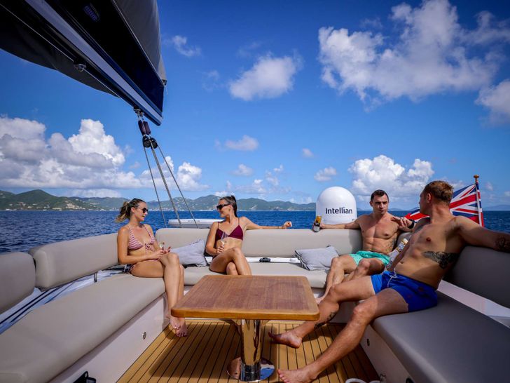 Lounging on the flybridge Lounging on the flybridge