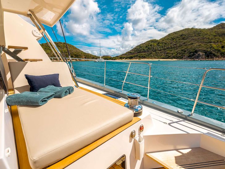 Sunloungers off the aft cockpit