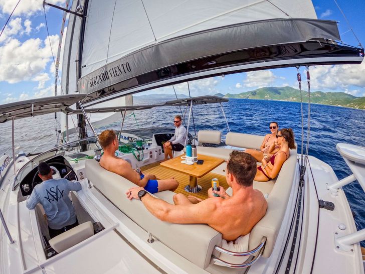 Large flybridge lounging area Large flybridge lounging area