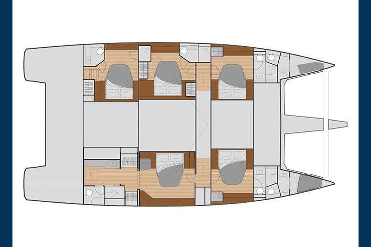 Layout for ASTORIA Fountaine Pajot Samana 59 - catamaran yacht layout