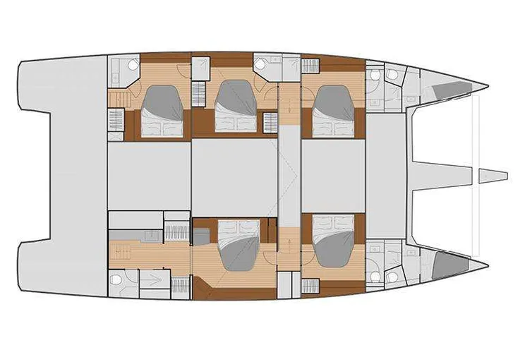 Layout for ASTORIA Fountaine Pajot Samana 59 - catamaran yacht layout