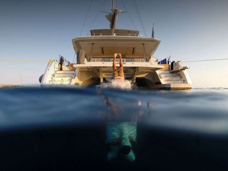 ALLURE Fountaine Pajot Samana 59 - aft anchored shot ALLURE Fountaine Pajot Samana 59 - aft anchored shot