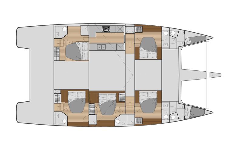 Layout for ALLURE Fountaine Pajot 59 - catamaran yacht layout