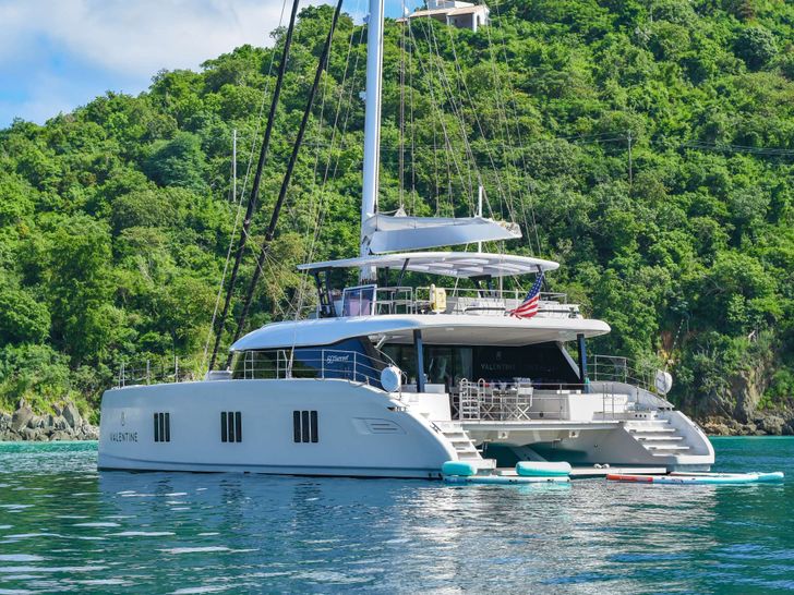 VALENTINE Sunreef 60 - anchored with the water toys VALENTINE Sunreef 60 - anchored with the water toys