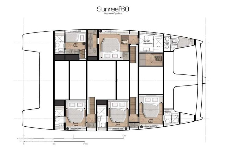 Layout for VALENTINE Sunreef 60 - layout