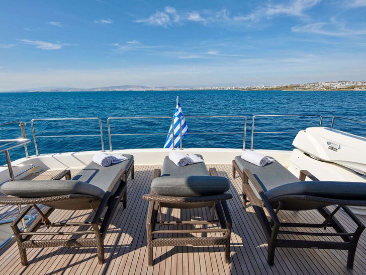 SEVEN S Ferretti Yacht Sundeck Sunbathing