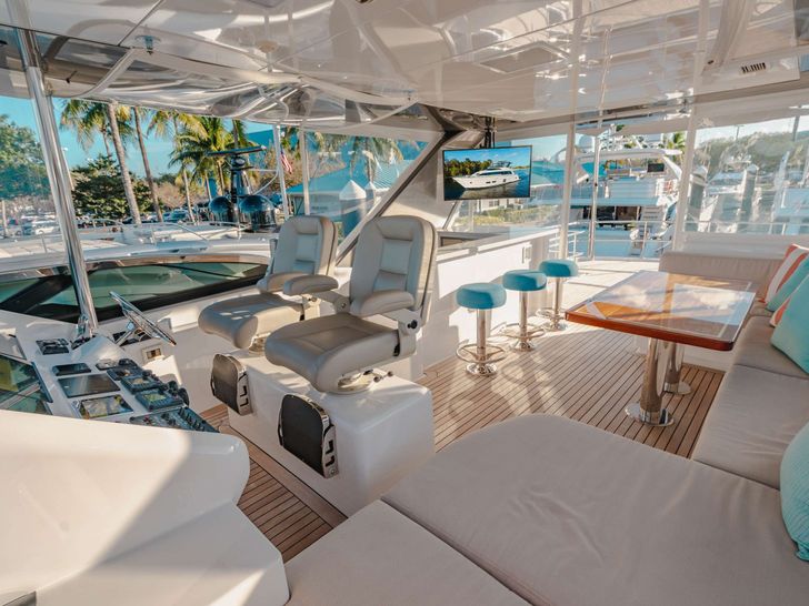BELLA SKY - HATTERAS 75 Flybridge Looking Aft BELLA SKY - HATTERAS 75 Flybridge Looking Aft