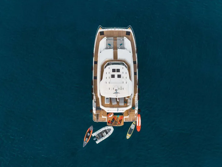 TIAMO Aquila 54 - top aerial shot with the water toys TIAMO Aquila 54 - top aerial shot with the water toys