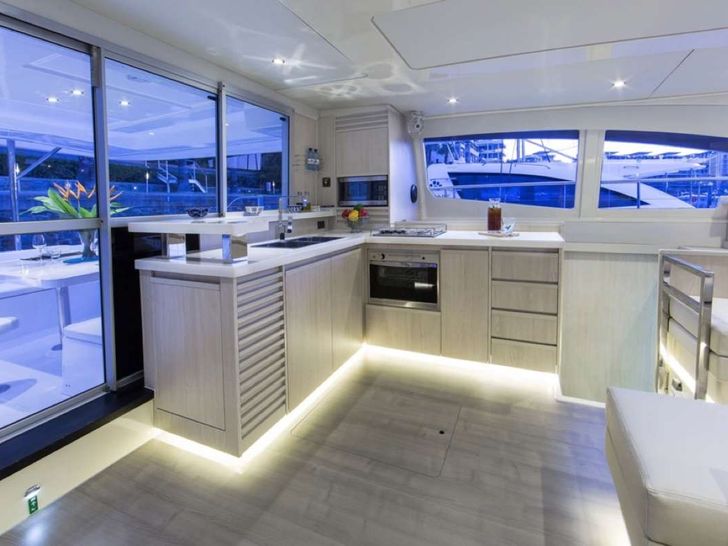 JAMSAM - Leopard 51,galley and exit to alfresco lounge JAMSAM - Leopard 51,galley and exit to alfresco lounge