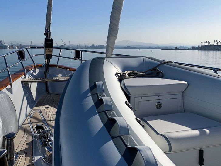 KAORI 19 foot tender will allow for beach excursions and exploring the coast KAORI 19 foot tender will allow for beach excursions and exploring the coast