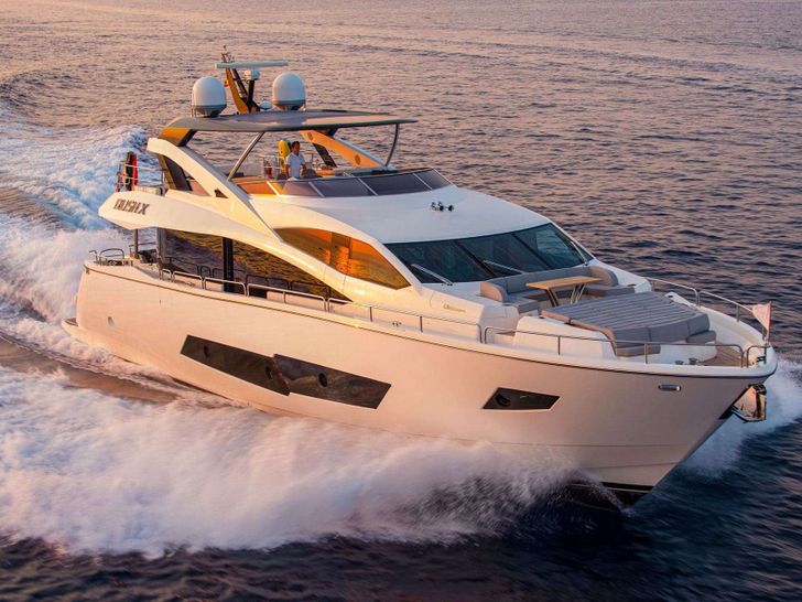 RUSH X,a 26-metre superyacht of outstanding style,is a unique blend of elegance and sublime craftsmanship. Lush and pleasant living spaces invite her charter guests to enjoy an indulgent yacht charter holiday in supreme comfort. The elegant atmosphere a