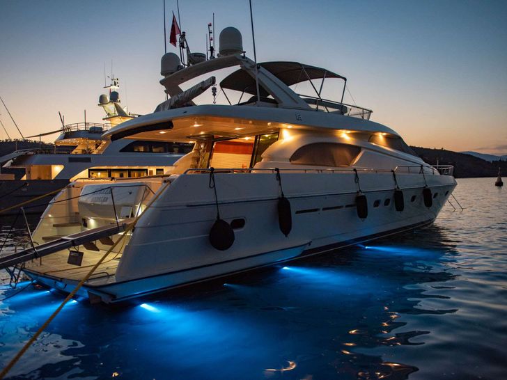 HURREM 22m Ferretti Motor Yacht Night Lights