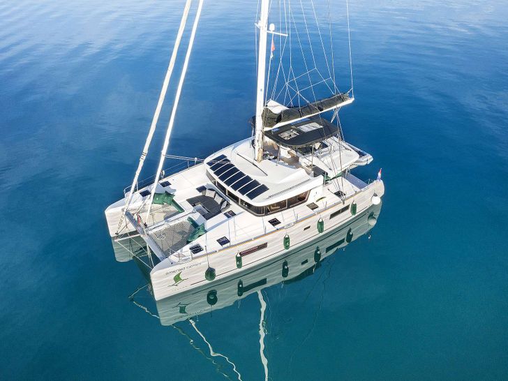 EMERALD GEMINI - Lagoon 52,main profile,aerial view with waterline