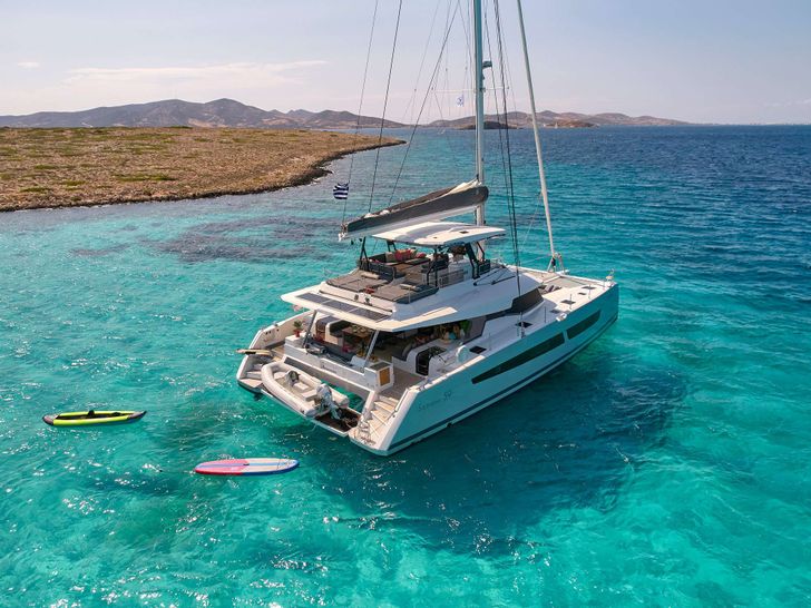 ALMA Fountaine Pajot Samana 59 - aft shot with the water toys ALMA Fountaine Pajot Samana 59 - aft shot with the water toys