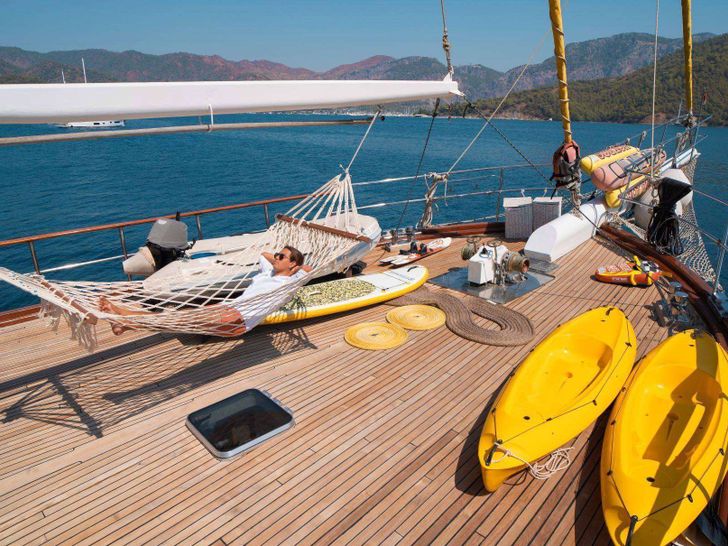 WHITE SWAN 32m Custom Gulet Sunbathing Area WHITE SWAN 32m Custom Gulet Sunbathing Area