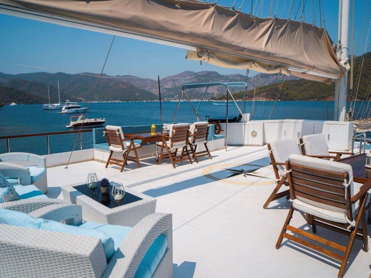 WHITE SWAN 32m Custom Gulet Seating Area WHITE SWAN 32m Custom Gulet Seating Area