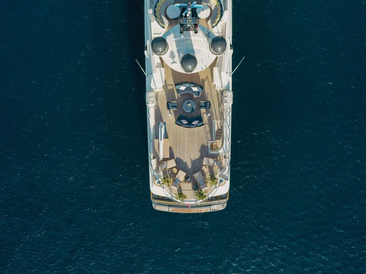 LADY TRUDY 43m CRN Luxury Crewed Motor Yacht Aerial View