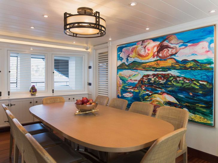 LADY TRUDY 43m CRN Luxury Crewed Motor Yacht Main Salon Dining Area LADY TRUDY 43m CRN Luxury Crewed Motor Yacht Main Salon Dining Area