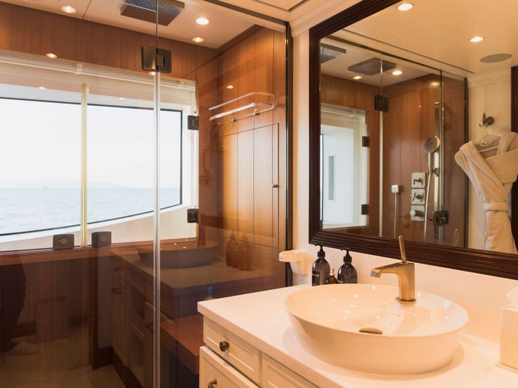 LADY TRUDY 43m CRN Luxury Crewed Motor Yacht Master Bathroom