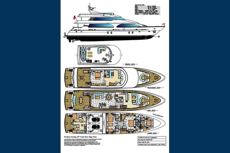 Layout for SCOTT FREE - President 114, motor yacht layout