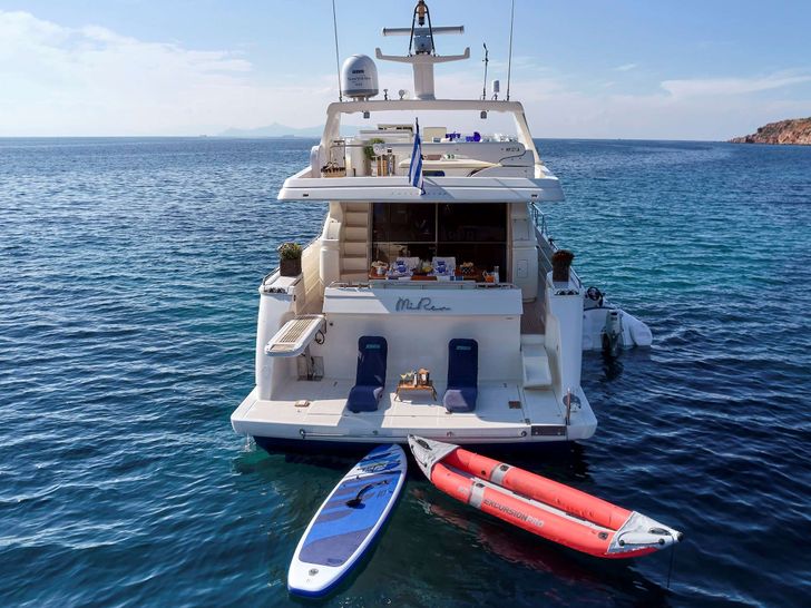 MIREN Ferretti 680 - aft shot with the water toys MIREN Ferretti 680 - aft shot with the water toys