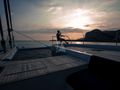 MARIAH PRINCESS III Lagoon Seventy 7 - foredeck under the sunset MARIAH PRINCESS III Lagoon Seventy 7 - foredeck under the sunset