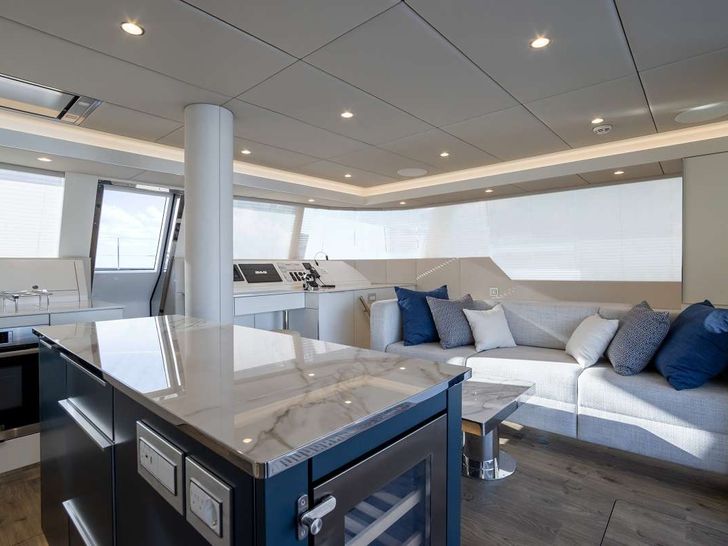 UNWAVERING Sunreef 50 - galley and saloon seating UNWAVERING Sunreef 50 - galley and saloon seating