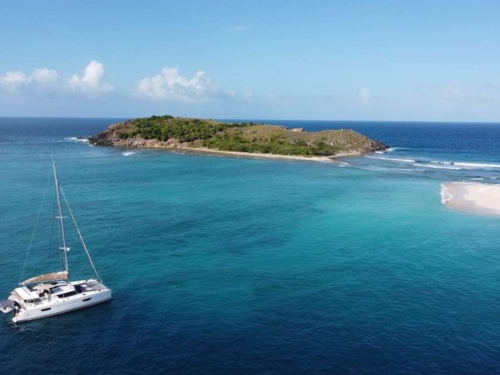 PURPOSE Fountaine Pajot Saba 50 - drone shot with the waterline PURPOSE Fountaine Pajot Saba 50 - drone shot with the waterline