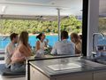 PURPOSE Fountaine Pajot Saba 50 - guests dining alfresco PURPOSE Fountaine Pajot Saba 50 - guests dining alfresco