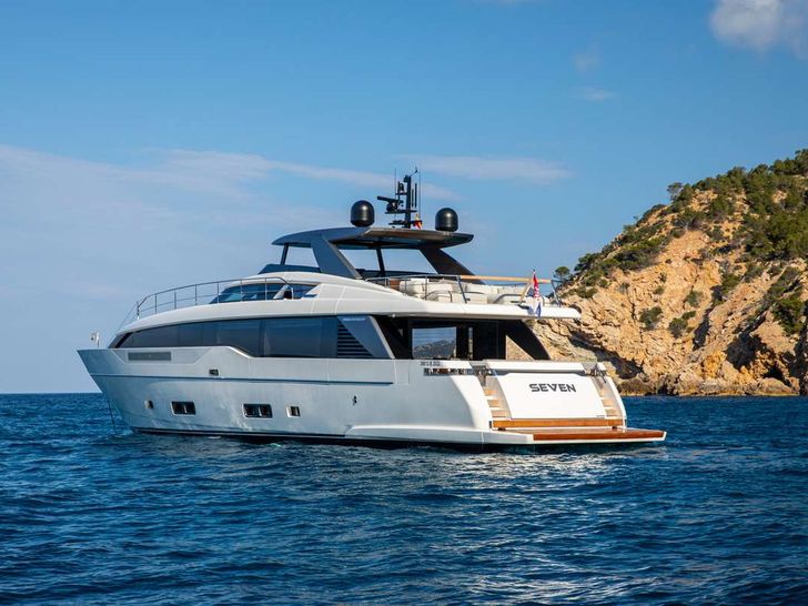 SEVEN Sanlorenzo SL90 - anchored aft view SEVEN Sanlorenzo SL90 - anchored aft view