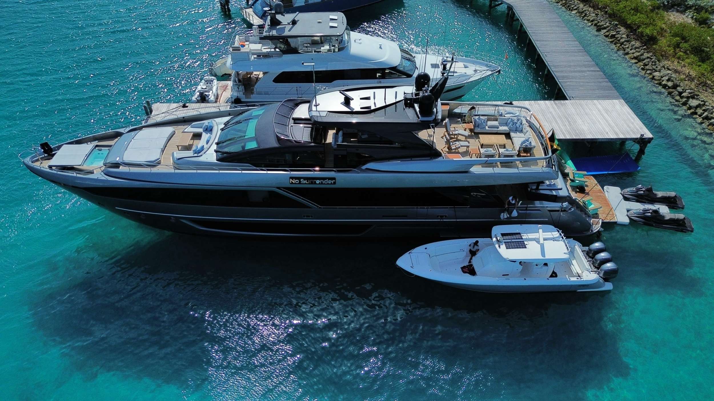 Charter Yacht NO SURRENDER - Riva Dolcevita 110 - 5 Cabins - St Martin - St Barths - St Kitts - Leewards - Caribbean - Bahamas
