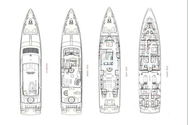 Layout for LAST CALL - Intermarine 132, motor yacht layout