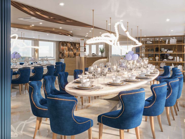 BELLA 47.9m Motor Yacht Dining Area BELLA 47.9m Motor Yacht Dining Area