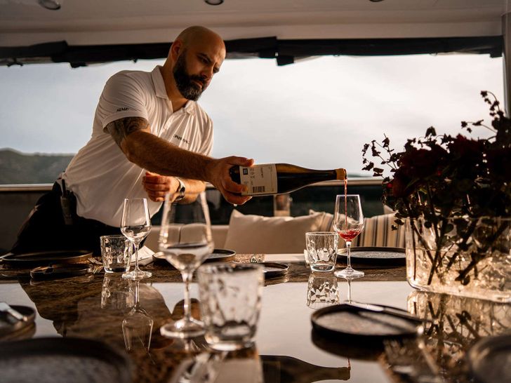 CRISTAL Custom 49m - wine dinner preparation CRISTAL Custom 49m - wine dinner preparation