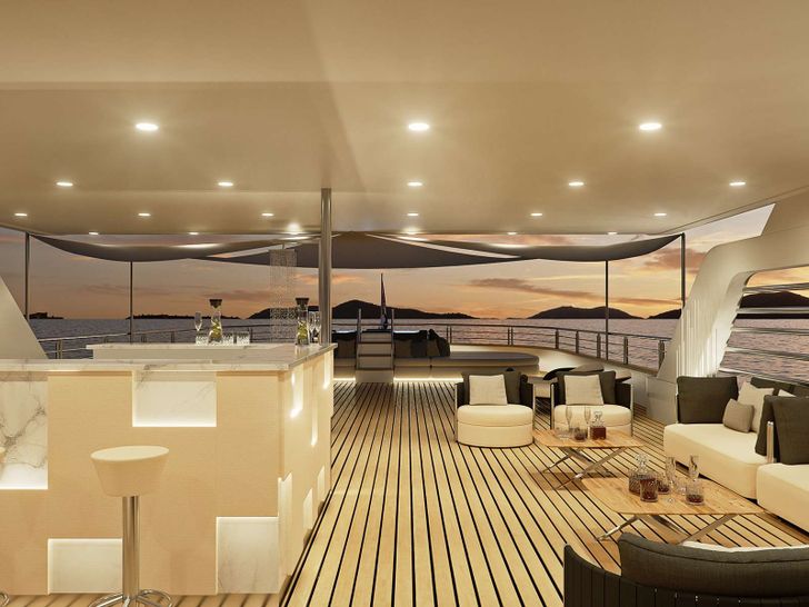 CRISTAL 49m Custom Motor Yacht Deck Evening CRISTAL 49m Custom Motor Yacht Deck Evening