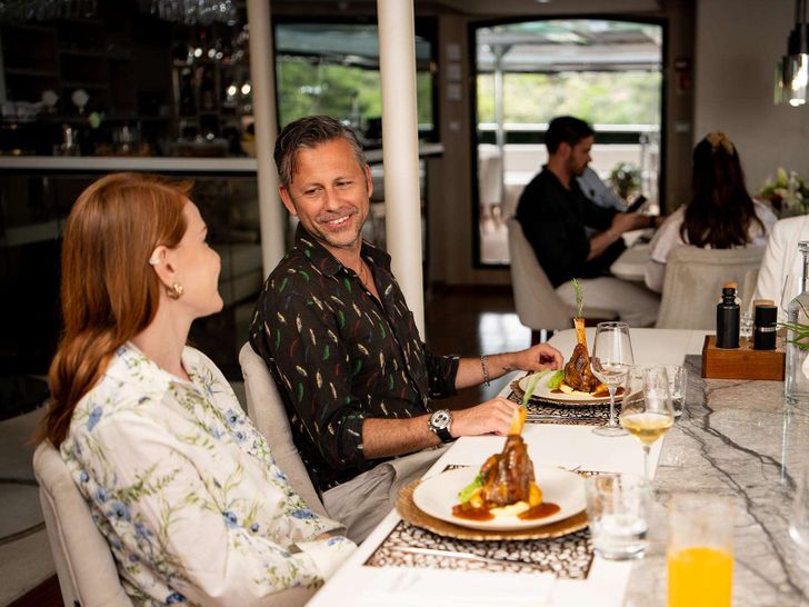 CRISTAL Custom 49m - guests having dinner CRISTAL Custom 49m - guests having dinner
