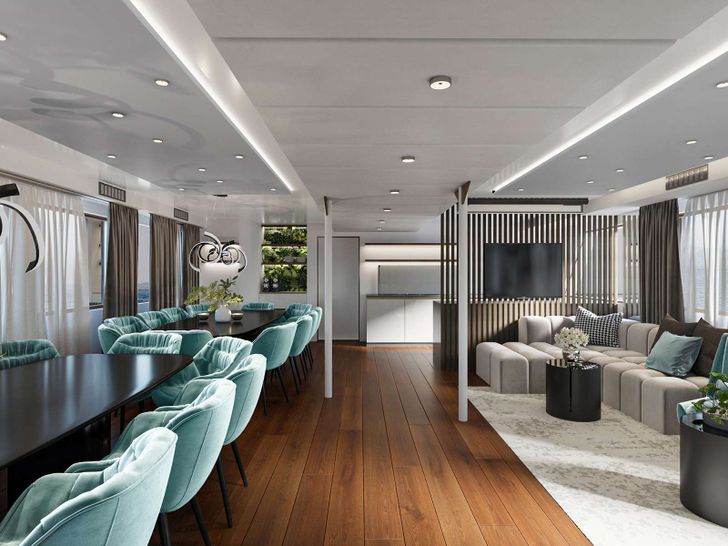 CRISTAL 49m Custom Motor Yacht Dining Area CRISTAL 49m Custom Motor Yacht Dining Area