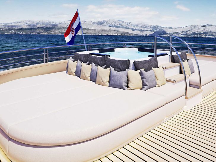 CRISTAL 49m Custom Motor Yacht bronzing area and jacuzzi