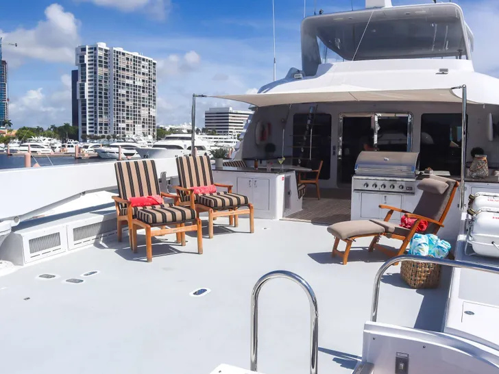 LONE STAR Hatteras 130 Crewed Motor Yacht Bridge Deck Aft