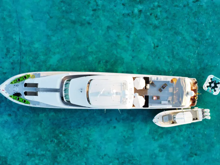 LONE STAR Hatteras 130 Crewed Motor Yacht Aerial View