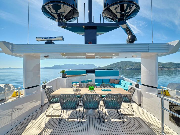 LOANA Baglietto 34m - sun deck dining area LOANA Baglietto 34m - sun deck dining area
