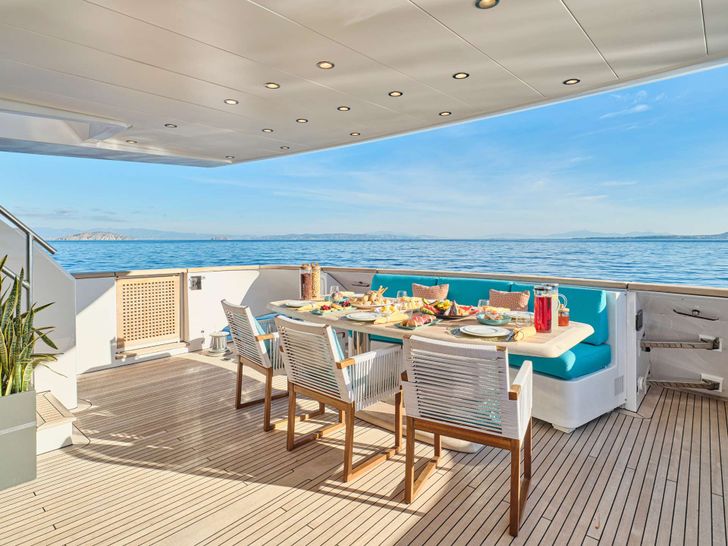 LOANA Baglietto 34m - main aft deck dining area LOANA Baglietto 34m - main aft deck dining area