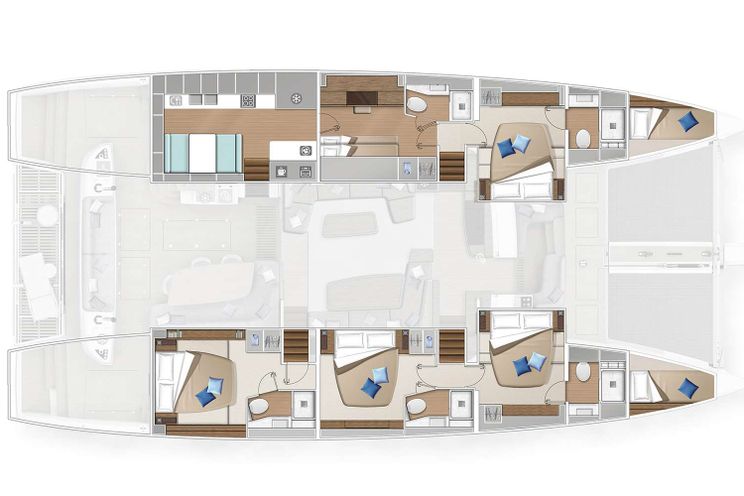 Layout for DAIQUIRI Lagoon 65 catamaran yacht layout