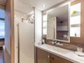 OLIVIA CHARLES Fountaine Pajot Ipanema 58 - master cabin bathroom OLIVIA CHARLES Fountaine Pajot Ipanema 58 - master cabin bathroom
