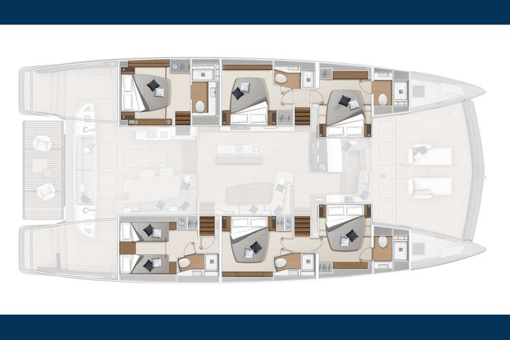 Layout for VALIUM 67 Lagoon Sixty 7 catamaran yacht layout