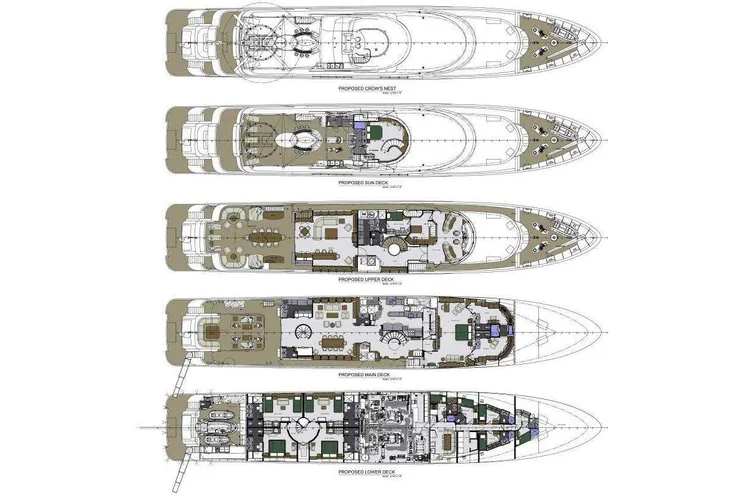 Layout for STARSHIP 185' - Delta Marine 185, motor yacht layout