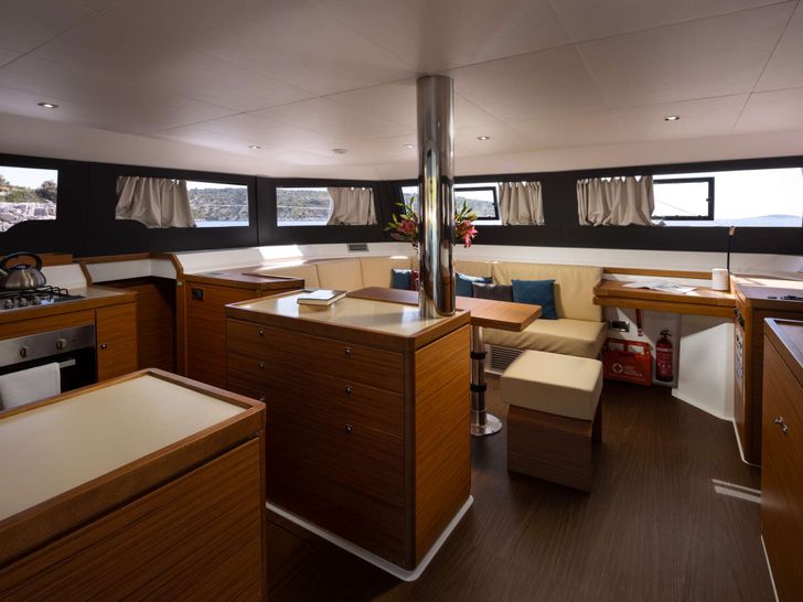AMELIE - Dufour 48,saloon,dining area,and galley AMELIE - Dufour 48,saloon,dining area,and galley