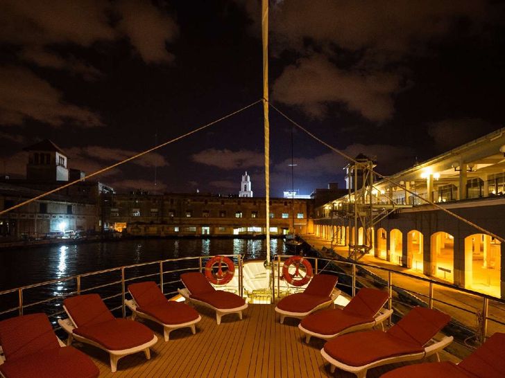 PANORAMA II - Custom Sailing Yacht 50 m,sun awnings in the evening PANORAMA II - Custom Sailing Yacht 50 m,sun awnings in the evening